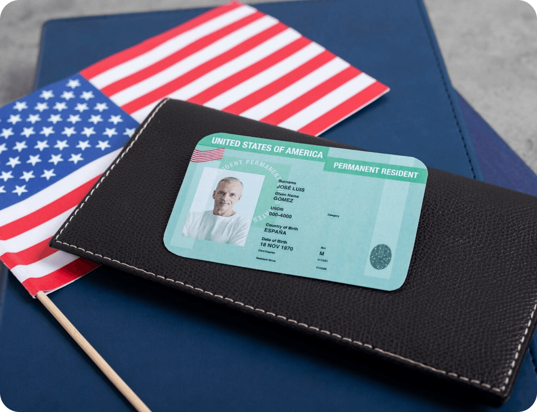 Green Card with US flag